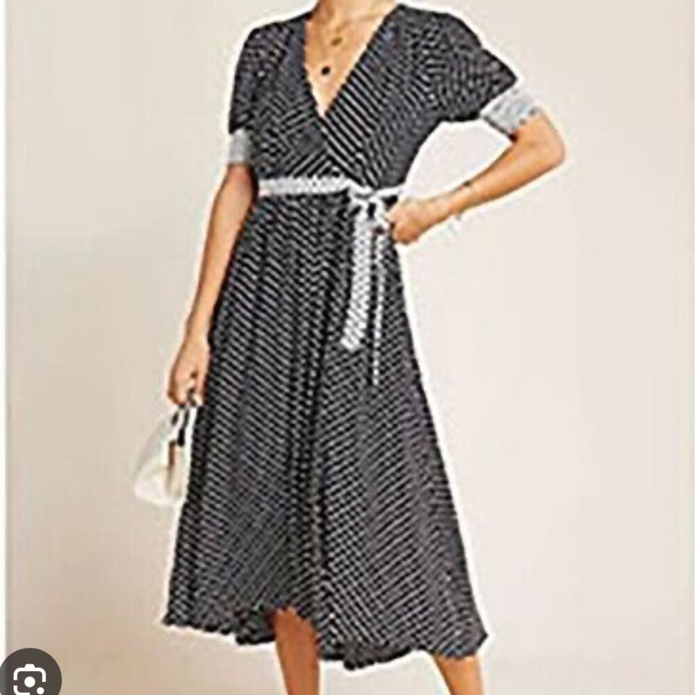 Anthropologie Maeve Plus sized 18W, black/off-white faux wrap dress